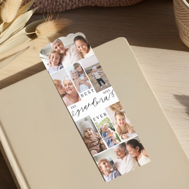 Best Grandma Ever Script Mothers Day Photo Collage Bookmarks (Best Grandma Ever Script Mothers Day Photo Collage Bookmarks)