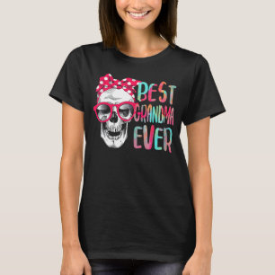 Best Grandma Ever Skull Pink Bow Tie Mother's Day T-Shirt