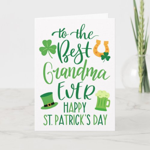 Best Grandma Ever St Patricks Day Typography Card