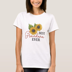 Best Grandma Ever Sunflower Floral Personalized T-Shirt
