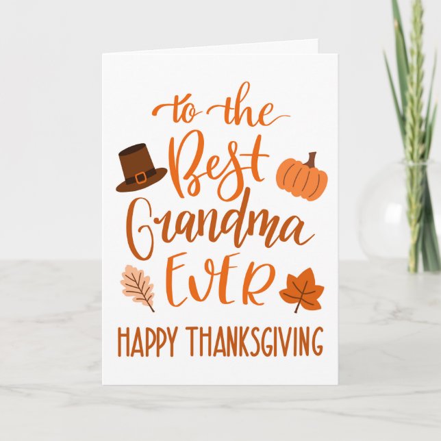 Best Grandma Ever Thanksgiving Day in Orange Card (Front)