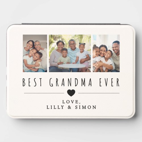 Best Grandma Ever Three Photo Custom Black &amp; White Kindle Cover