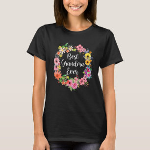Best Grandma Ever Women Floral Decoration Grandma T-Shirt