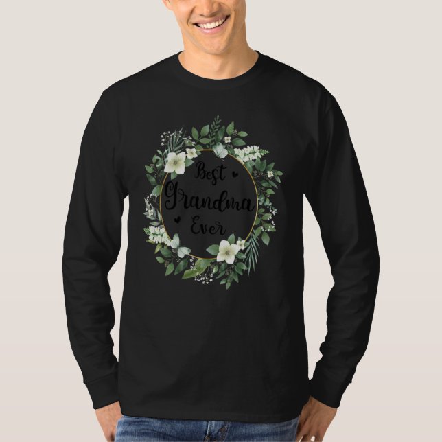 Best Grandma Ever Women Flower Decoration Grandma  T-Shirt (Front)