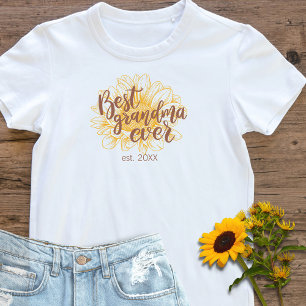 Best Grandma Ever Yellow Sunflower Est. Year T-Shirt