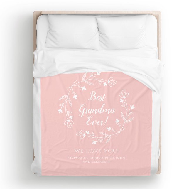 Best Grandma Family Keepsake Grandkids Chic Pink Fleece Blanket (Best Grandma Family Keepsake Grandkids Chic Pink Fleece Blanket Unique Gift for Grandmother)