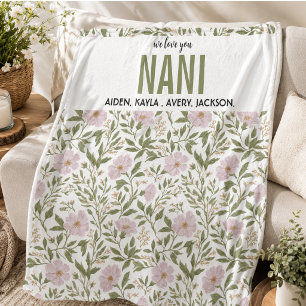 Best Grandma flower Ever Happy Grandparents day Fleece Blanket
