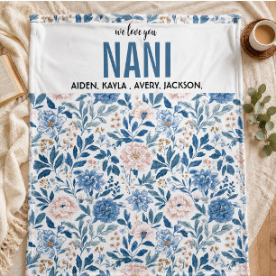 Best Grandma flower Ever Happy Grandparents day Fleece Blanket