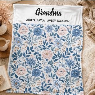Best Grandma flower Ever Happy Grandparents day Fleece Blanket