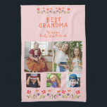 Best Grandma Flowers 5 Photo Collage Keepsake  Kitchen Towel<br><div class="desc">Cute Best Grandma Flowers 5 Photo Collage Keepsake kitchen towel. Hand-drawn flowers in beautiful spring colors and 5 photos. Create your own personalized gift for a grandmother for Mother`s Day,  birthday or Christmas and add your names and photos.</div>
