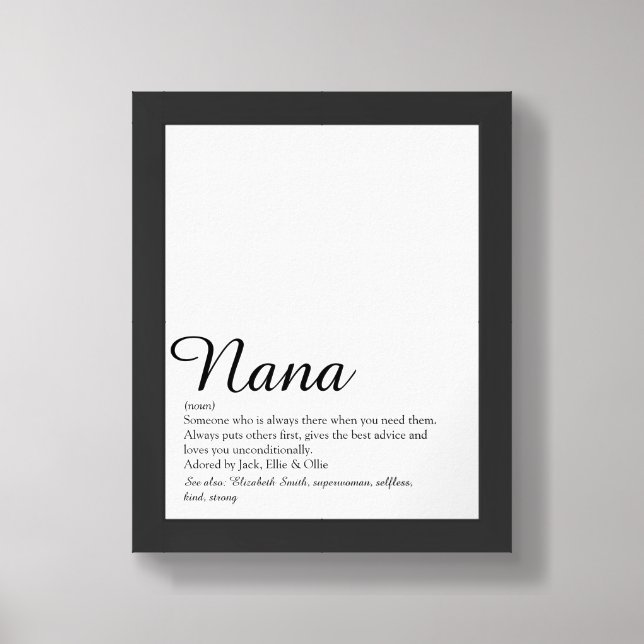 Best Grandma, Grandmother Definition Script Framed Art (Framed Front)