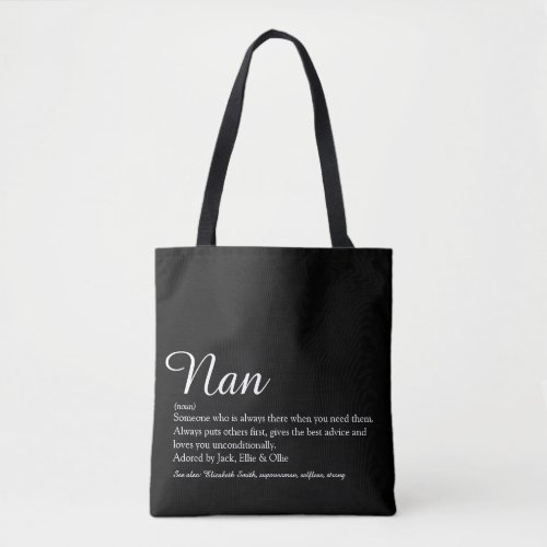 Best Grandma Grandmother Definition Script Tote Bag