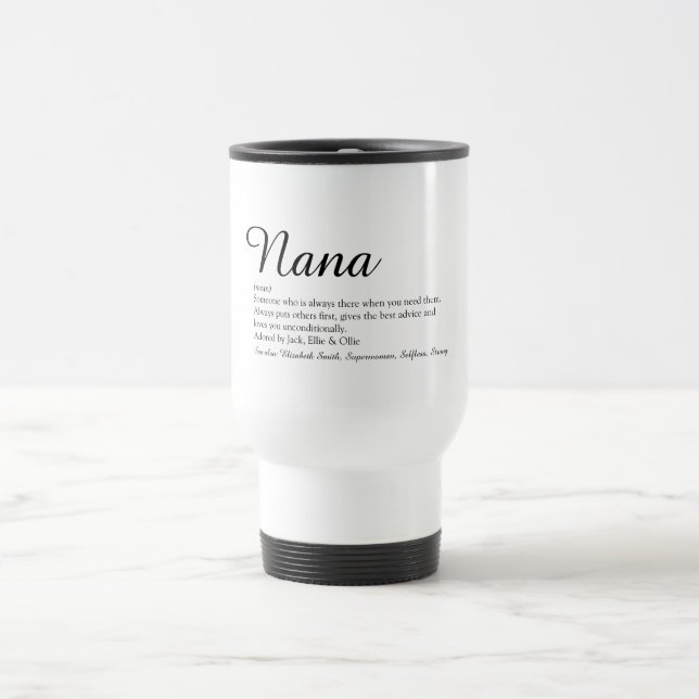 Best Grandma, Grandmother Definition Script Travel Mug (Center)