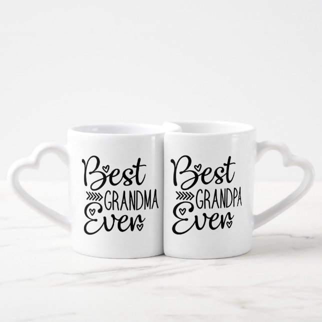 Best Grandma Grandpa Ever Coffee Mug Set (Front Nesting)