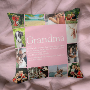 Best Grandma Granny Definition 12 Photo Collage Throw Pillow