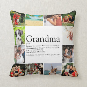 Best Grandma, Granny Definition 12 Photo Collage Throw Pillow