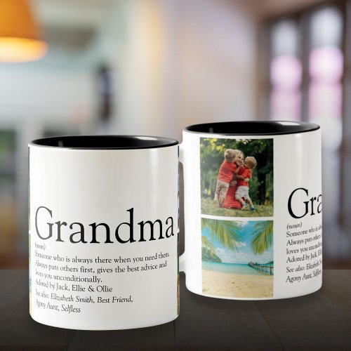 Best Grandma Granny Definition 4 Photo Collage Two_Tone Coffee Mug