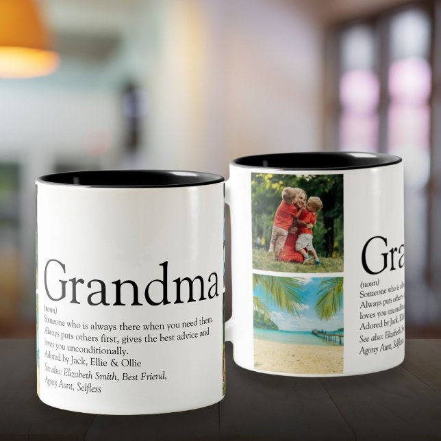 Best Grandma, Granny Definition 4 Photo Collage Two-Tone Coffee Mug (Best Grandma, Granny Definition 4 Photo Collage Two-Tone Coffee Mug)