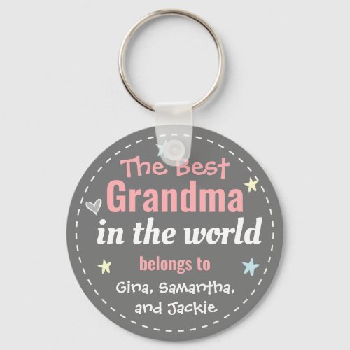 Best Grandma in the World Custom Name Keychain