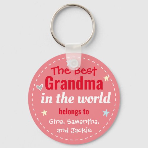 Best Grandma in the World Custom Name Keychain