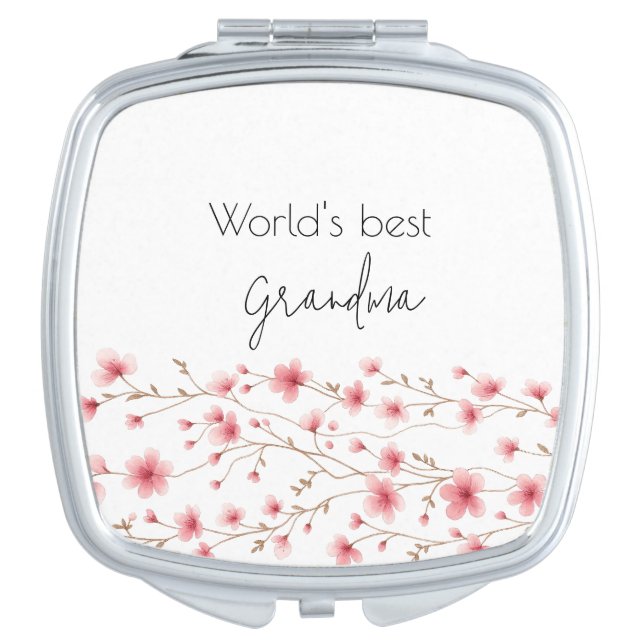 Best Grandma in the World Floral -  Compact Mirror (Front)