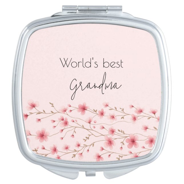 Best Grandma in the World Floral -  Compact Mirror (Front)
