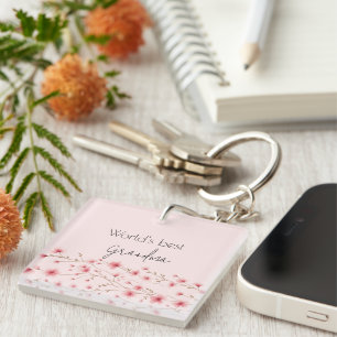 Best Grandma in the World Floral - Keychain