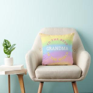Best Grandma in the World Rainbow Colors Name Throw Pillow