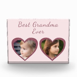 Best Grandma Light Pink Hearts Custom Kids Photo