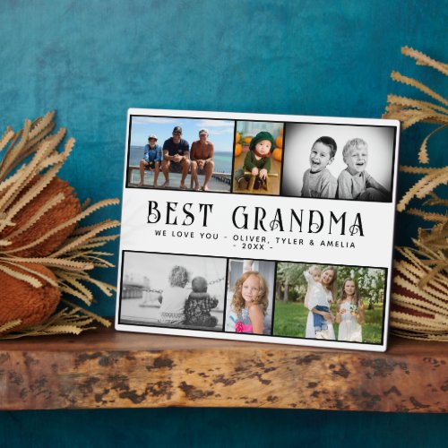 Best Grandma Modern 6 Photo Collage Keepsake Plaque