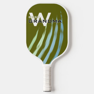 Best Grandma, Monogramed initials, Light Olive Carbon Fiber Pickleball Paddle