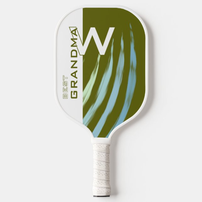 Best Grandma, Monogramed, Light Olive , Carbon Fiber Pickleball Paddle (Front)