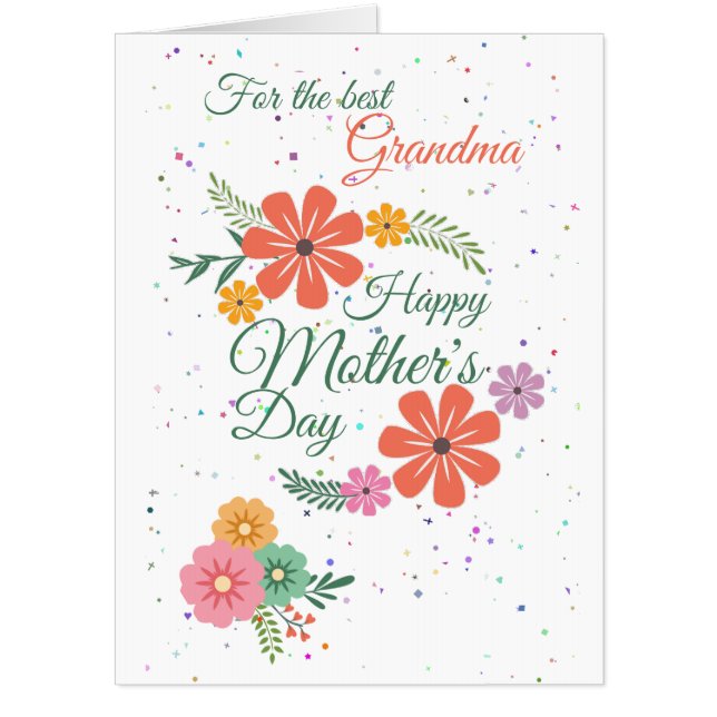Best Grandma Mother's Day Flower Jumbo Card (Front)
