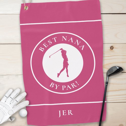 Best Grandma Nana Golfer Monogram Sports Pro Pink  Golf Towel