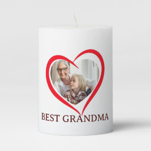 Best Grandma Personalized Own Photo Pillar Candle