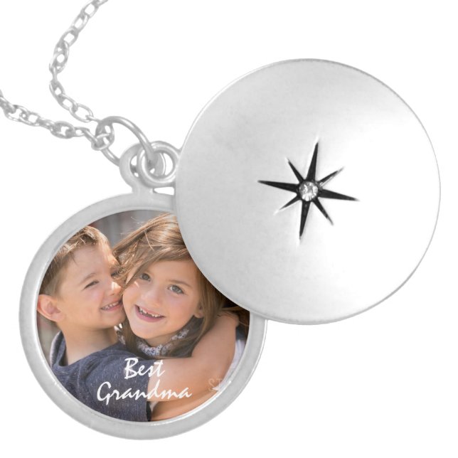 Best Grandma Personalized Photo Locket Necklace (Front)