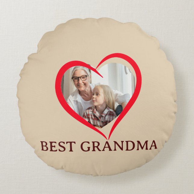 Best Grandma Personalized Round Pillow Gift (Front)