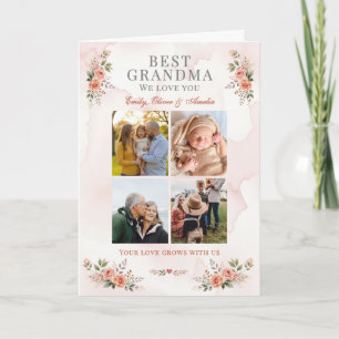 Best Grandma Photo Collage Floral Card