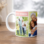 Best Grandma Pink Photo Collage Coffee Mug<br><div class="desc">A cheerful photo coffee mug with a pink banner reading Best Grandma,  three family photos,  and a We Love You message with editable grandkids' names beneath. All text,  photos,  and the accent color can be personalized — a sweet Mother's Day or birthday surprise from the grandkids.</div>