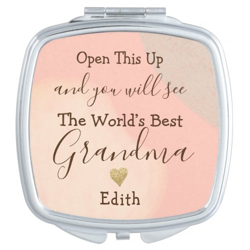 Best Grandma Shapes Script Typography Name Peach Compact Mirror