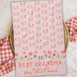 Best Grandma Summer Flower Pattern Drawing Kitchen Towel<br><div class="desc">Cute Best Grandma Summer Flower Pattern Drawing kitchen towel. Hand-drawn flower pattern in beautiful spring and summer colors on pink background. You can change grandma into nana,  gram,  grandmom, ...  Create your own personal gift for a grandmother on Mother`s Day,  birthday or Christmas and add your name.</div>