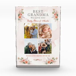 Best Grandma We Love You Photo Collage Floral Acrylic Award