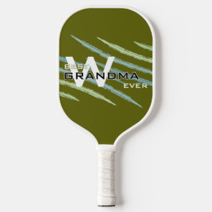 Best Grandma with Monogramed initials Light Olive  Carbon Fiber Pickleball Paddle