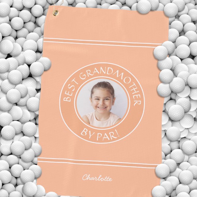 Best Grandmother By Par Elegant Golfer Peach Photo Golf Towel (Best Grandmother By Par Elegant Golfer Peach Photo Golf Towel)