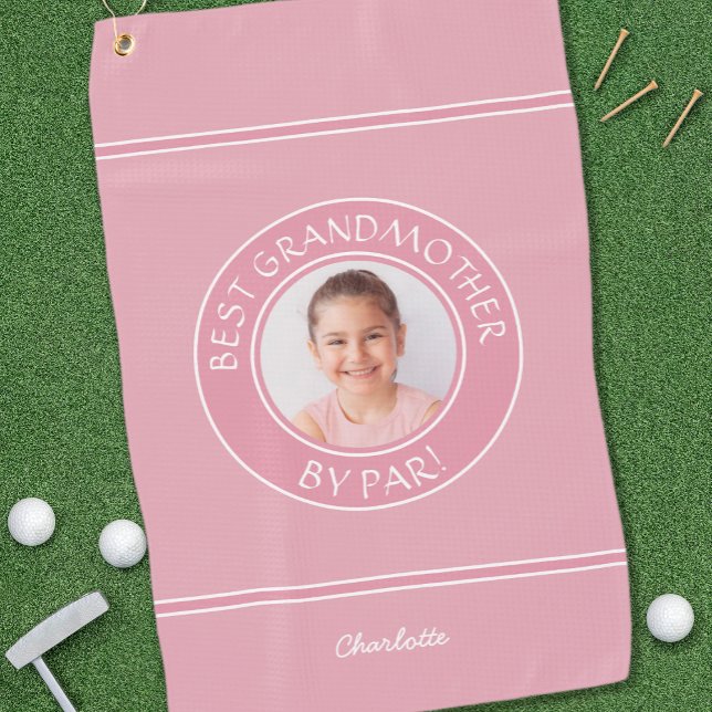 Best Grandmother By Par Elegant Golfer Pink Photo Golf Towel (Best Grandmother By Par Elegant Golfer Pink Photo Golf Towel)