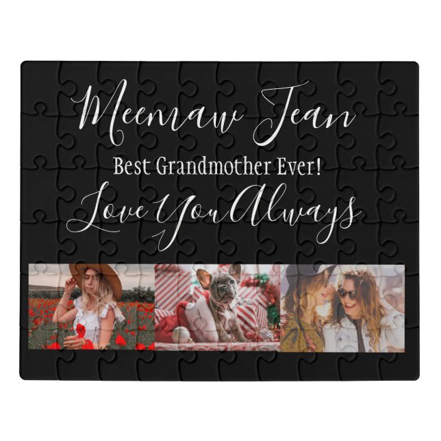 Best Grandmother Ever 3 Photo Collage White Black Jigsaw Puzzle (Puzzle Horizontal)