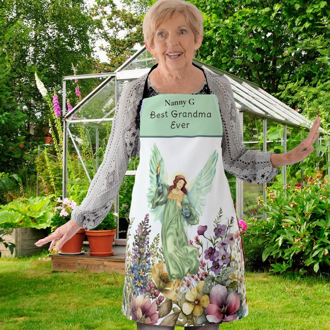 Best Grandmother Ever Floral Flower Angel Apron (Creator Uploaded)
