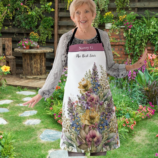 Best Grandmother Ever Floral Flower Angel Apron (Creator Uploaded)