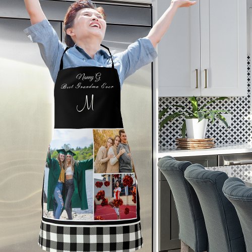 Best Grandmother Ever Photo Collage Black White Apron