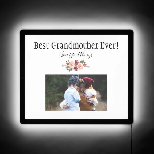 Best Grandmother Ever Pink blush Flowers Photo LED Sign